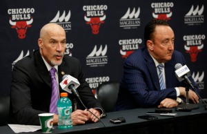 Bulls General Manager Gar Forman and Vice President of Basketball Operations John Paxson